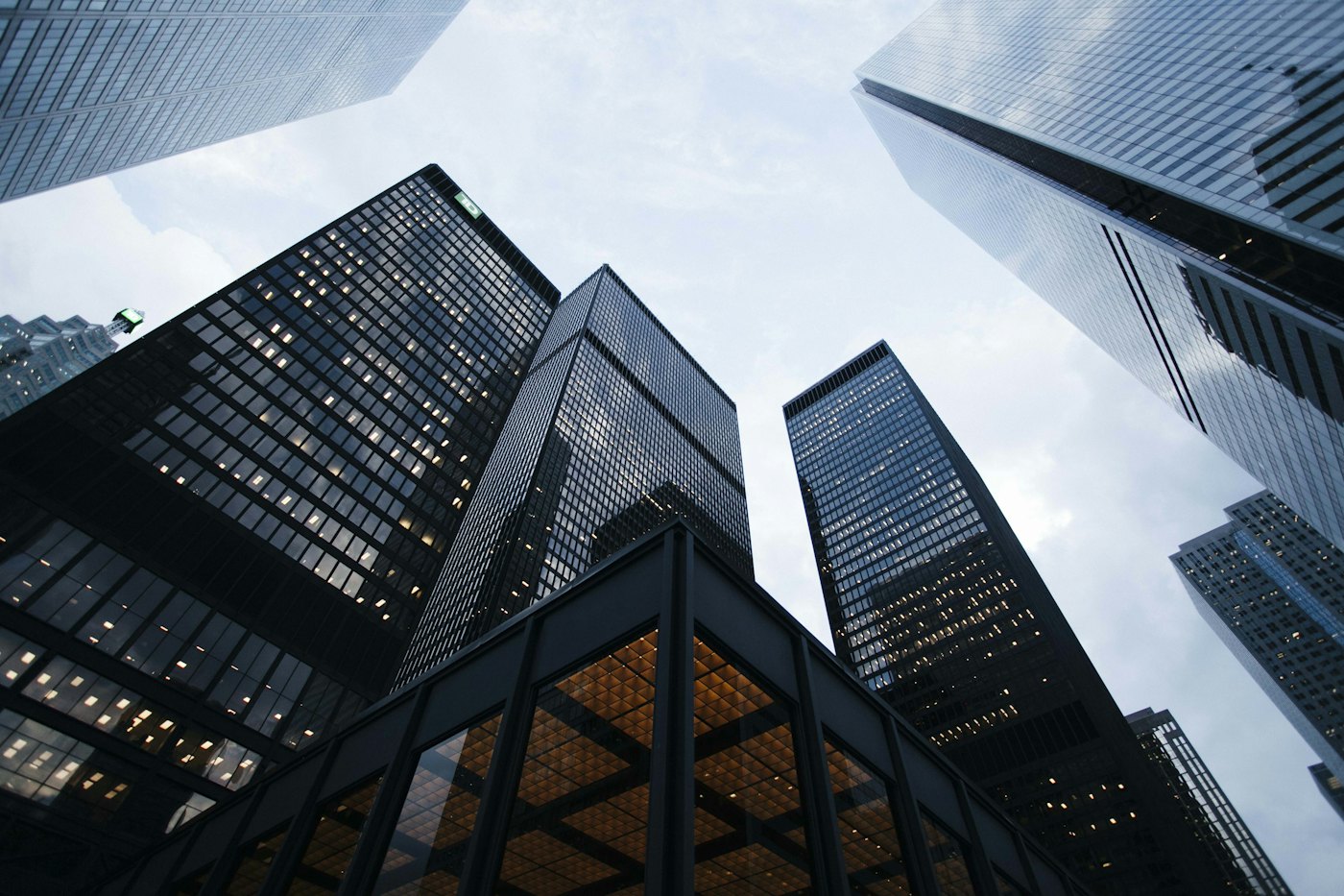 High-rise office towers in late sun