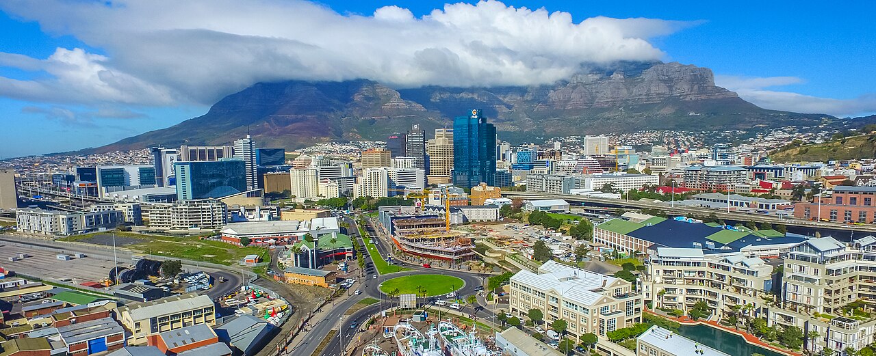 Cape Town and Table Mountain seen from above the city bowl