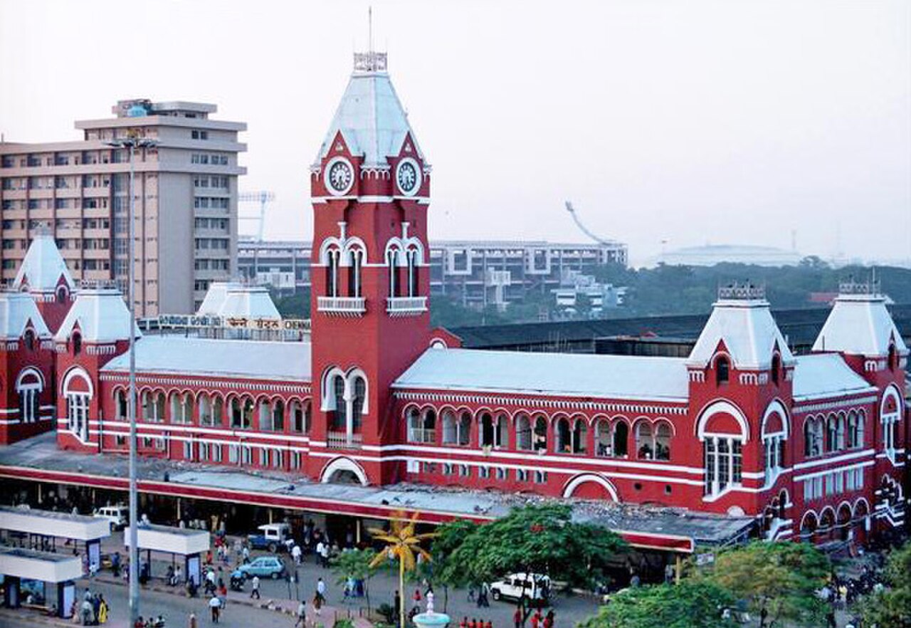 The facade of Chennai Central railway station